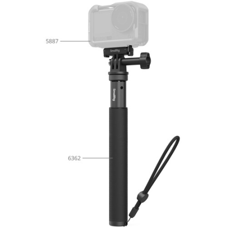SmallRig 6362 - metalowy selfie stick z mini statywem do kamer sportowych z adapterem do DJI Osmo Action 6 / Nano - przykład użycia